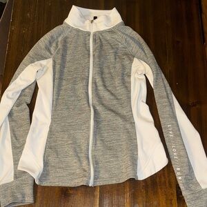 Aeropostale Gray and White Zip-Up Hoodie